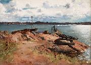 Hugo Birger Vid bryggan, Lysekil oil painting